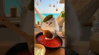 A Persian Cat is Cooking Cheese Calzone