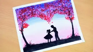 Father's Day Painting | Father and daughter Painting | Father's Day Drawing for Beginners