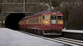 4K画質【 急行色最終日  413・455系  「ありがとう交直流急行色」ヘッドマーク  急行3号 】えちごトキめき鉄道  日本海ひすいライン線(浦本〜能生)2026.1.12