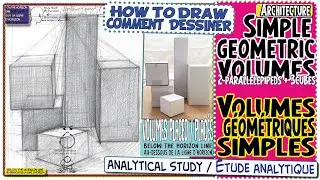 How to draw an architectural composition 3 cubes and 2 parallelepipeds (oblique perspective) ?