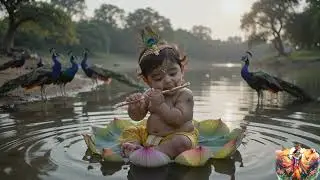 Baby Krishna Playing Flute | माखनचोर का दिव्य रूप | Radha Mohan Bhajan | Cute Bal Krishna Video