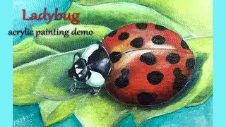 Insect painting | SUPER EASY Ladybug painting | short version | acrylic painting demo