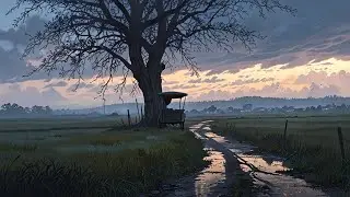 Relaxing Piano Music with a Gray Roadscape Background