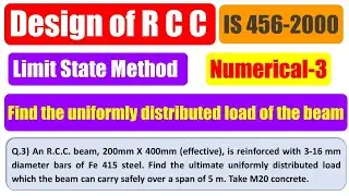 Find the ultimate uniformly distributed load of RCC beam
