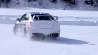 Extreme winter sport, car drifting on frozen lake - Ice Driving Canada - Quebec