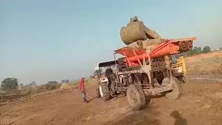 JCB 3dx backhoe loader working with mud mixer machine