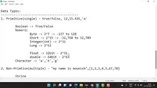 Datatypes and Operators JavaRMS