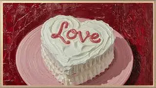 Vintage Valentine Frame TV Art, Heart Cake Love Painting | Romantic 4K Screensaver with Music