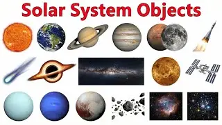 20 Solar System Objects Name in English & Hindi | Sun to Space Station | Kids Educational Video