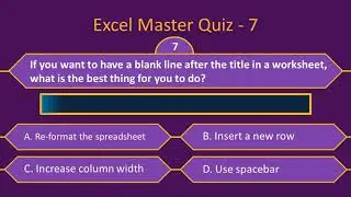 Quiz 7 | Excel Master Quiz | MS Excel Online Quiz | Intermediate