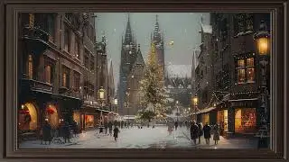 Charming Christmas Street in Europe &mdash; Snowfall & Warm Lights, Modena Frame TV Art 8K