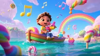 Row Row Through the Candy Sea | Sweet Adventure Rhyme for Kids | Nursery Rhymes & Songs for Children