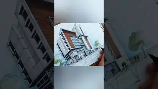 Marker Rendering,Perspective Drawing🩵🤎#sketch #perspectivedrawing #howtodraw #architecturedrawing