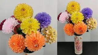 D.I.Y. HOW TO MAKE SATIN RIBBON DHALIA FLOWER