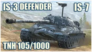 ИС-7, ИС-3 Защитник & TNH 105/1000 • WoT Blitz Gameplay