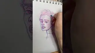 Portrait tutorial. Paint with me.Рисуем вместe портрет цветной ручкой #colourpen #portrait #tutorial