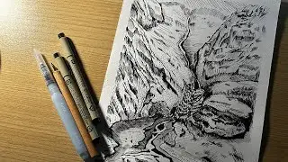 Come and draw with me pen drawing 01 / no music, no talking