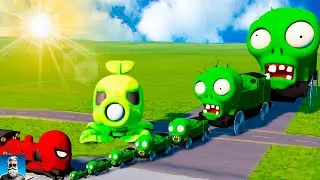 Big & Small⛽️Zombie the TANK Engine VS Spider Man Train in BeamNG.Drive