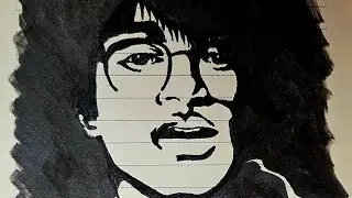 Black and White Shadow Portrait | Pencil, Pen, and Marker Art