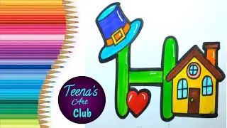 How to draw Alphabet letter H Cute Easy drawing step by step drawing for kids and toddlers