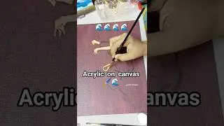 Mastering acrylic  canvas painting 1/2 underwater girl #art #painting #underwater #ytshorts