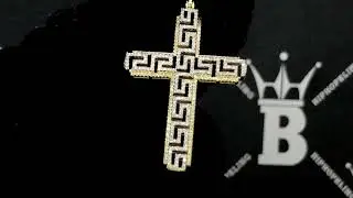 Greek Link Cross Diamond Iced Out Pendant .70cttw 10K Yellow Gold | Hip Hop Bling