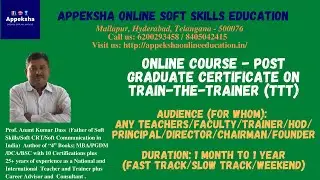ONLINE COURSE - POST GRADUATE CERTIFICATE ON TRAIN-THE-TRAINER (PGCTTT): DURATION: 1 MONTH TO 1 YEAR