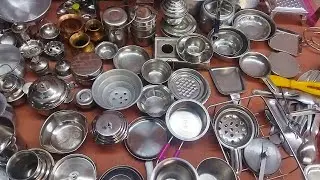 Miniature steel cooking set unboxing #unboxingkitchenset  #ministeelcookingutensils ❤️ miniature ❤️