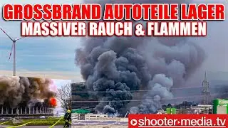 🔥🔥  GROSSBRAND: LAGER mit AUTOTEILEN in BRAND  🔥🔥 | Massiver Rauch & Flammen