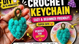 Make a CUTE Crochet Grape Keychain🍇 #Woolen #Handmade #Knitting 