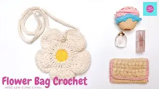 CROCHET MINI SLING BAG| Hướng dẫn móc túi đeo chéo hoạ tiết hoa xinh xắn và đơn giản |ChâuCrochet#77