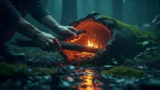 Cleaning Rotten Wood & Building a Hidden Forest Shelter | Silent Survival ASMR (No Talking)