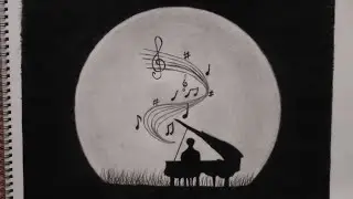 How to draw A Man playing Piano in moonlight - Creative Pencil Sketch