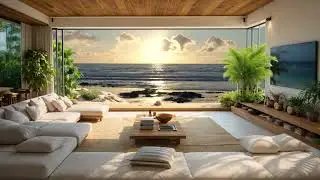 12 Hours of Beach House Morning Calm | Gentle Ocean Waves & Warm Sunrise Ambiance