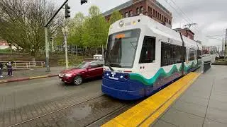 (Inbound) Tacoma Link Light Rail 2001 pulls into the Union Station.