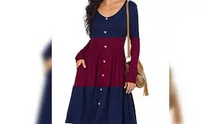 Women's Long Sleeve Casual Plain Swing Dresses