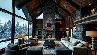 Cozy Winter Cabin Ambience ❄️🔥 | Fireplace, Snowfall & Relaxing Atmosphere