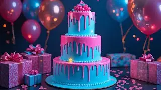 Vibrant three layer neon pink and blue cake