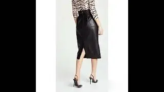 Women&rsquo;s High Waisted Leather Midi Length Skirt | 100% Genuine Leather | ZippiLeather