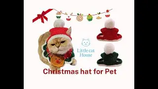 #41 Hướng dẫn c&aacute;ch l&agrave;m n&oacute;n len noel cho th&uacute; cưng - Tutorial Christmas hat for pet