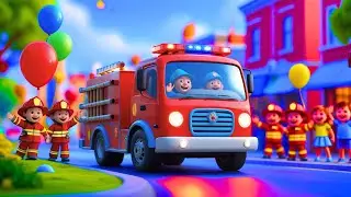 🔥 Wheels on the Fire Truck Go Round and Round | Firefighter Song for Toddlers 👧🧒