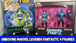 Распаковка фигурок Marvel Legends Fantastic 4 &mdash; ретро-карта Женщины-Халка, Росомахи и Человека-па...
