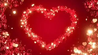 4K 1H, Hearts Shape Line Valentine Gold - Red Particles Background - Screensaver - NO SOUND