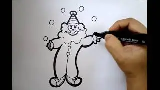 How to draw and colour a simple Clown for kids