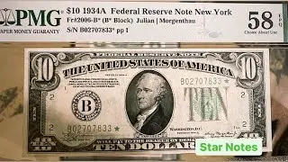 PMG Star notes collection $10 1934A Star note