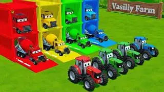 Garage with Colors - ALL MIXER TRUCK WITH DOUBLE FLATBED TRAILER TRUCK, SCANIA, IVECO, KOMATSU