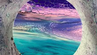 78. Ocean Sunset Swipe - SheleeArt Bloom Technique - Acrylic Pouring - Fluid Art