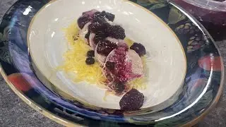 Stuffed pork tenderloin with spaghetti squash and berry reduction by Chef Simon Webster