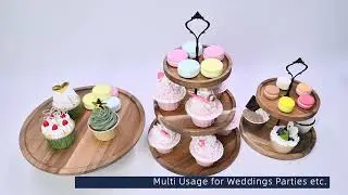 Acacia wood cake stand with three layer
