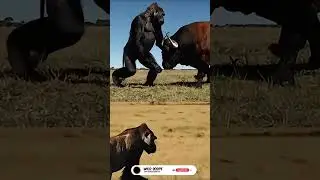 Gorilla vs Powerful Bull | Wild Showdown 🦍⚡🐂 #Shorts #bull #gorilla #fight #fighting